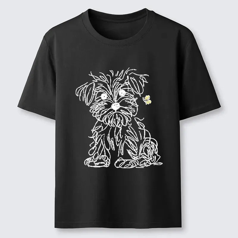 Kyoto-Lion Simple Line Dog Tiny Butterfly Classic T-Shirt