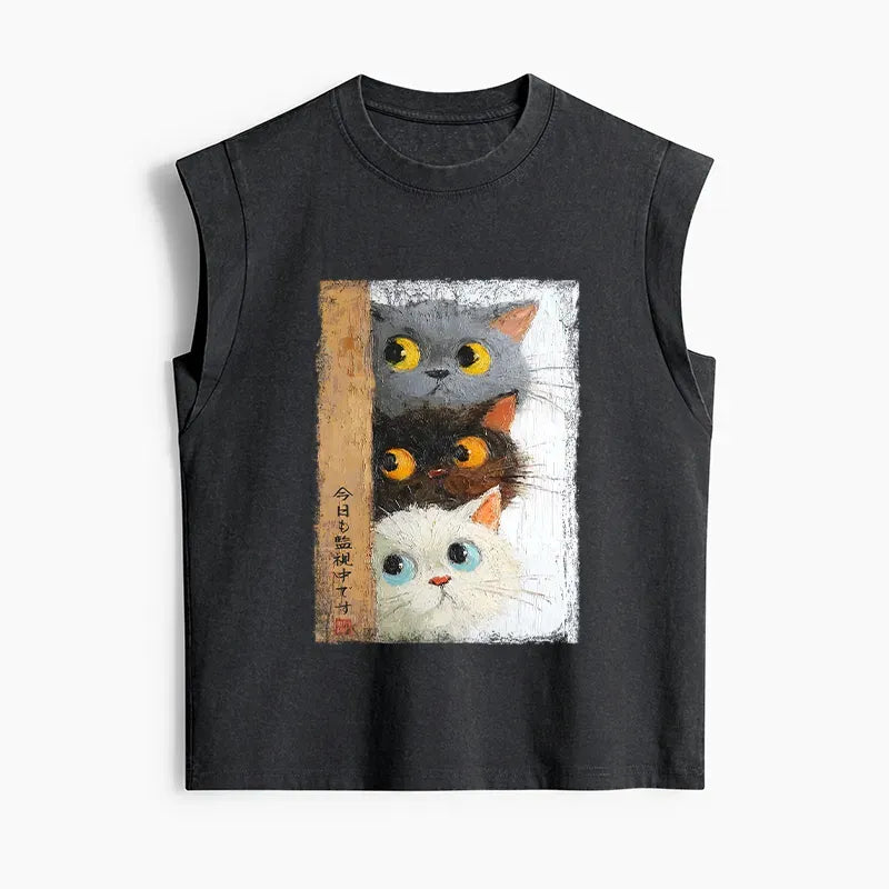 Japanese Style Cute Cats Tank Top Summer