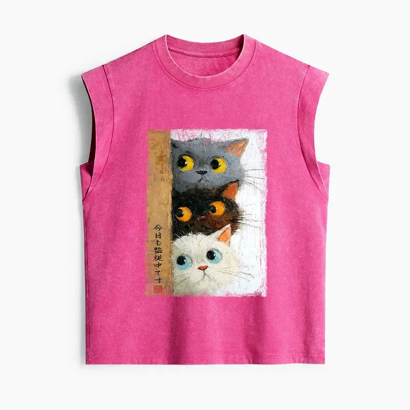 Japanese Style Cute Cats Tank Top Summer