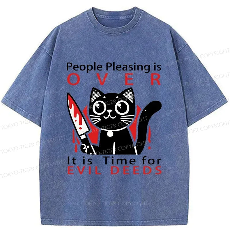 Kyoto-Lion Mischievous Kitten Washed T-Shirt