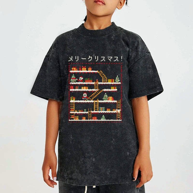 Japanese Santa Claus Washed Tee for Kids