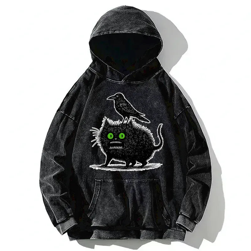Crow and black cat unisex hoodie