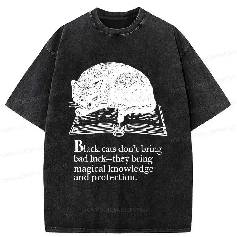 Washed Unisex Cat T-Shirt for Gift Idea