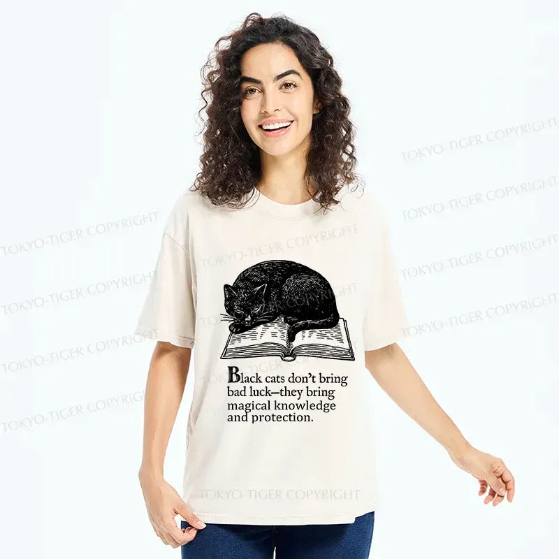 Washed Unisex Cat T-Shirt for Gift Idea