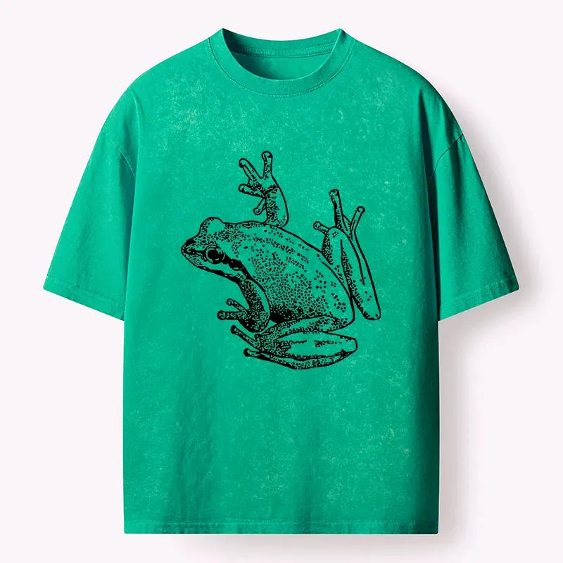 Kyoto-Lion Frogs Lying On Clothes Washed T-Shirt