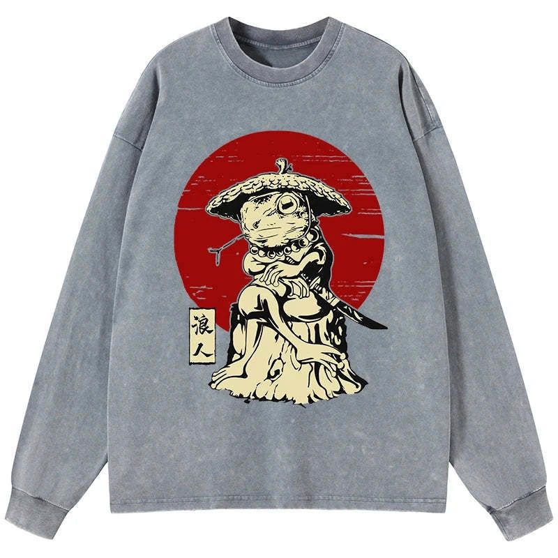 Japanese Frog Samurai Long Sleeve T-Shirt