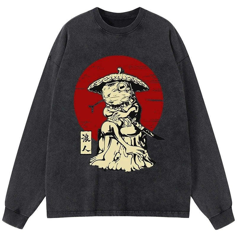 Japanese Frog Samurai Long Sleeve T-Shirt