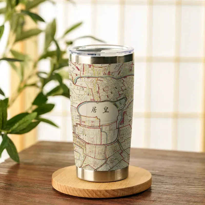 vintage kyoto map tumbler for travel