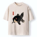 Kyoto-Lion Japanese Black Goldfish Art Washed T-Shirt
