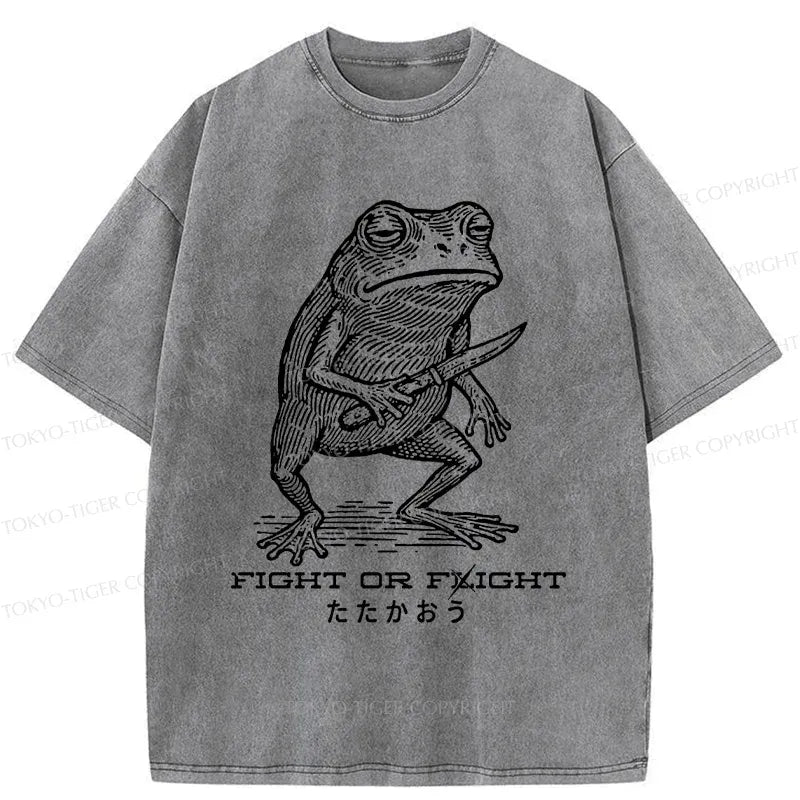 Kyoto-Lion Fighting Frog Washed T-Shirt