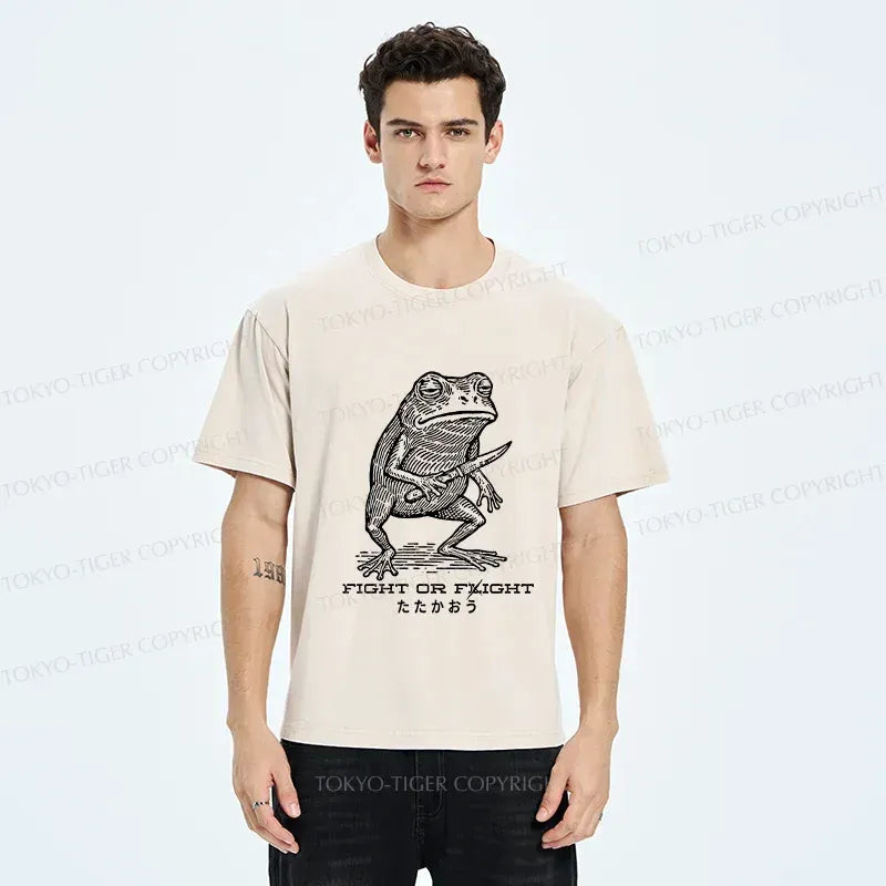 Kyoto-Lion Fighting Frog Washed T-Shirt