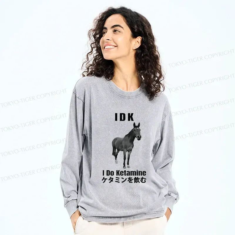 Kyoto-Lion IDK I Do Ketamine Washed Long Sleeve T-Shirt