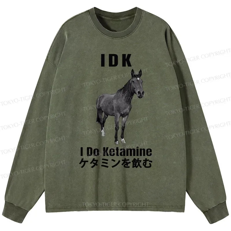 Kyoto-Lion IDK I Do Ketamine Washed Long Sleeve T-Shirt