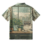 funny meditating cat button up shirt