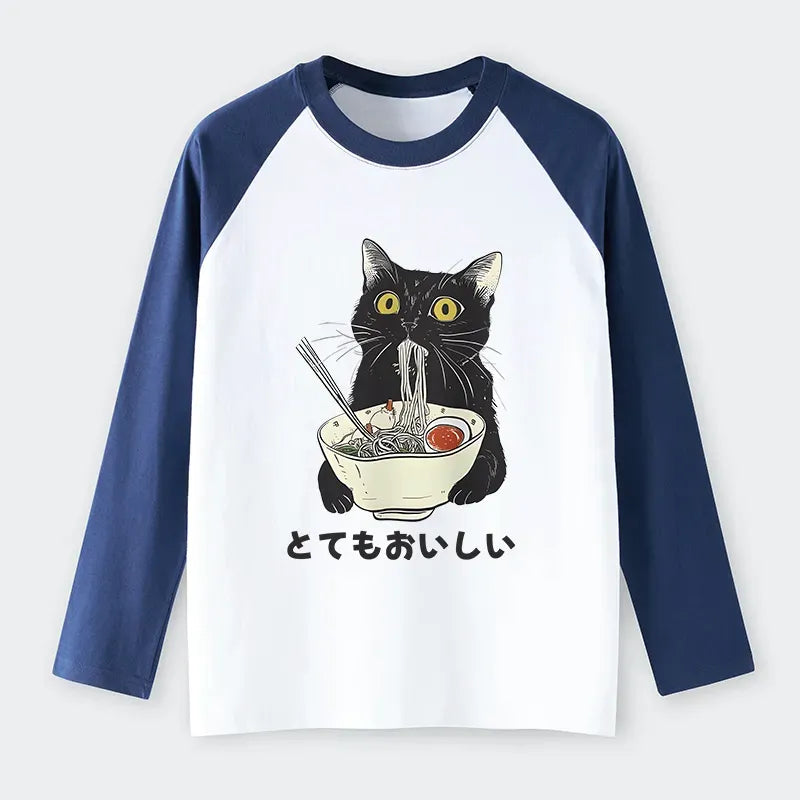 Trendy Japanese Ramen Cat Long Sleeve