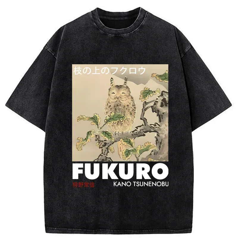 kyoto lion owl washed tee for men