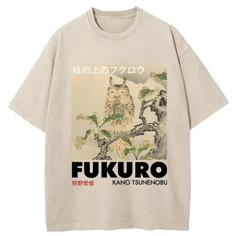 japanese owl t-shirt with free shipping