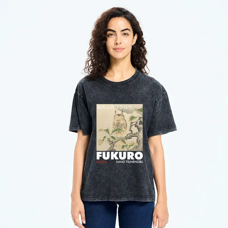 japanese owl t-shirt with free shipping