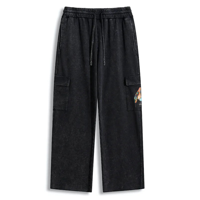 Kyoto-Lion Sparkly Wild Bird Washed Utility Sweatpants