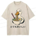 Japanese Ramen Washed T-Shirt for Daily Wear