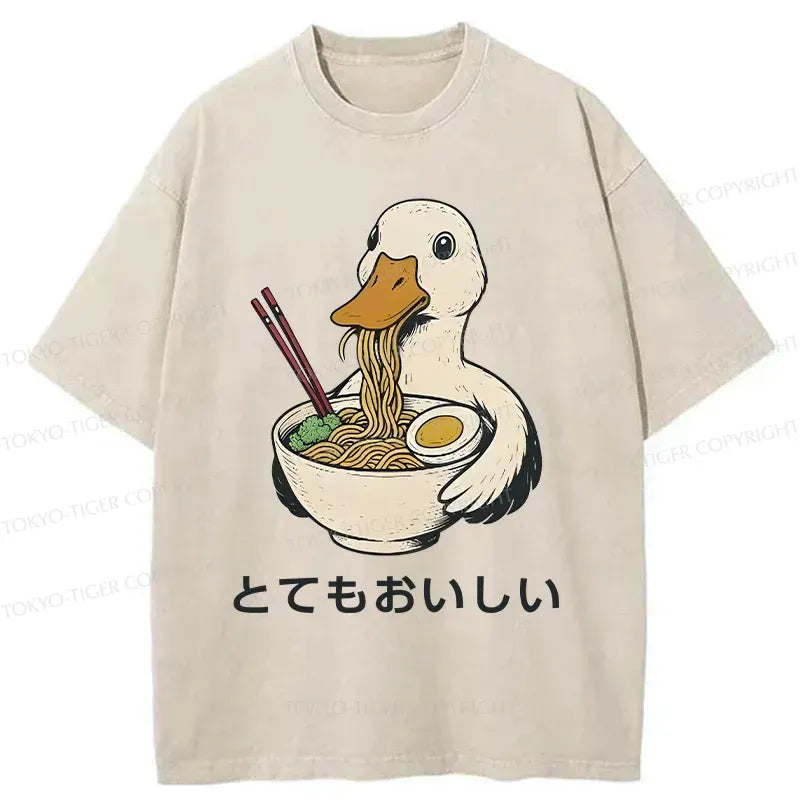 Japanese Ramen Washed T-Shirt for Daily Wear