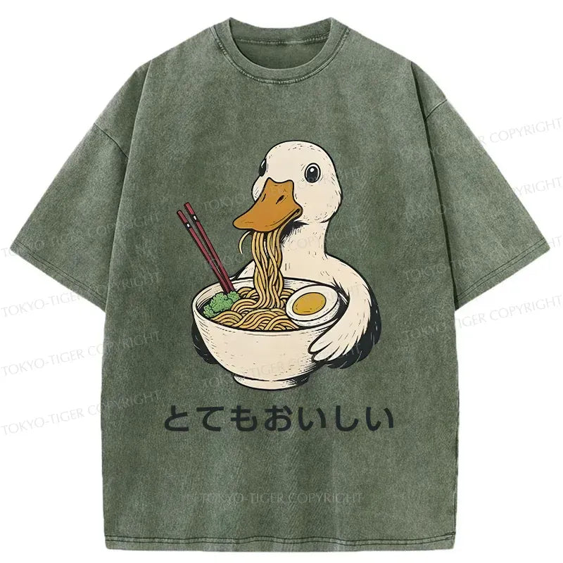 Japanese Ramen Washed T-Shirt for Daily Wear