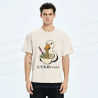 Japanese Ramen Washed T-Shirt for Daily Wear