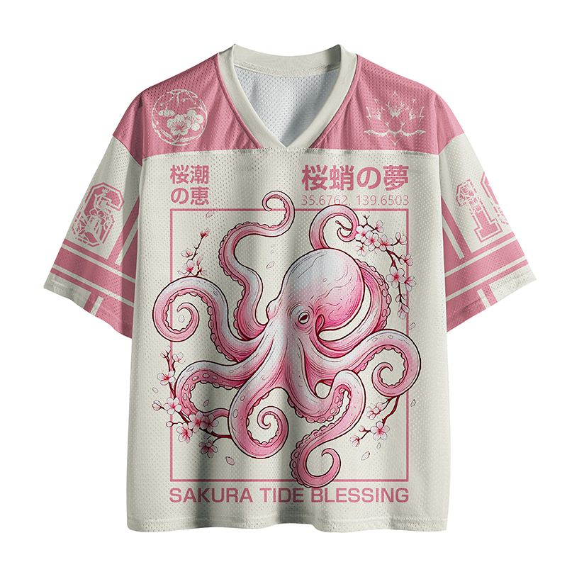 Kyoto-Lion Octopus Sakura Waltz Mesh Jersey