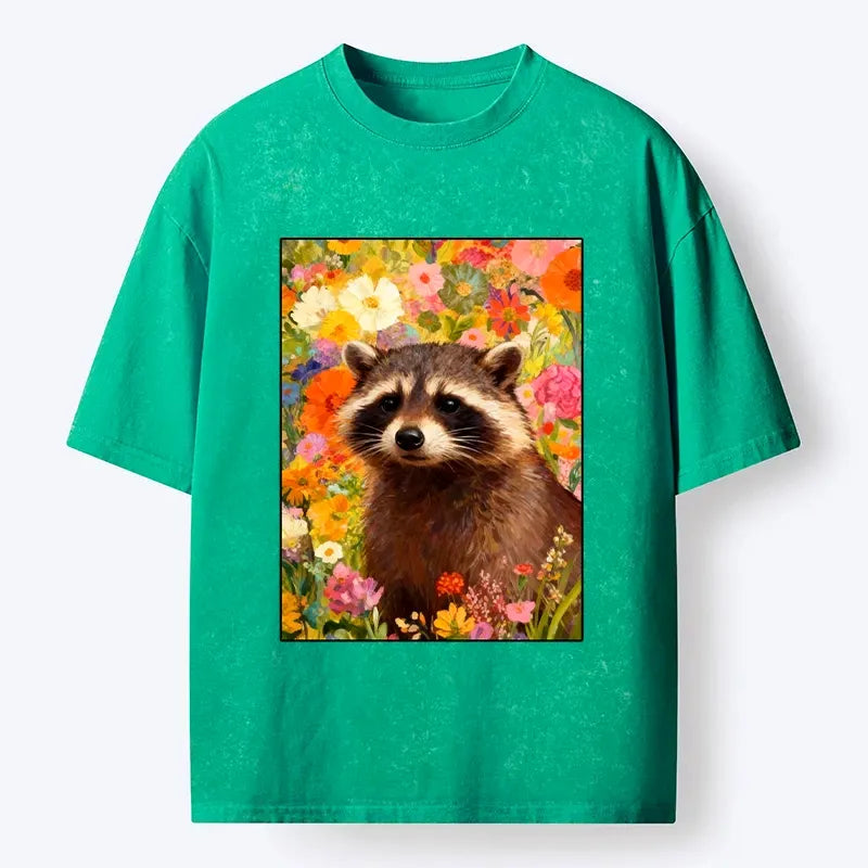 Japanese vintage raccoon t-shirt for daily wear