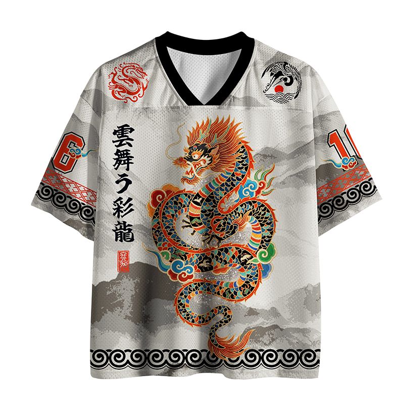 streetwear celestial dragon mesh top