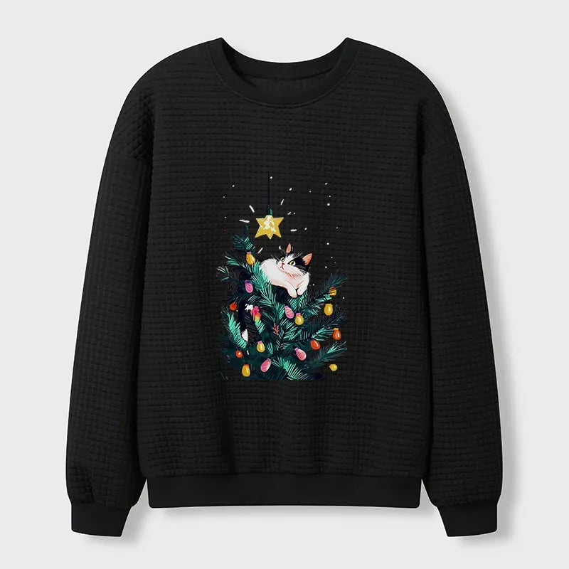 Cute Cat Japan Waffle Sweatshirt for Christmas