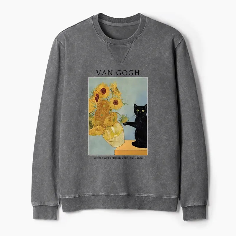 Japanese black cat sweatshirt free shipping