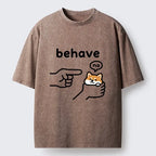 Kyoto-Lion Funny Shiba Refusing To Behave Washed T-Shirt