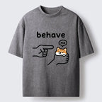 Kyoto-Lion Funny Shiba Refusing To Behave Washed T-Shirt