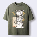 Vintage washed cat tee for summer vacation