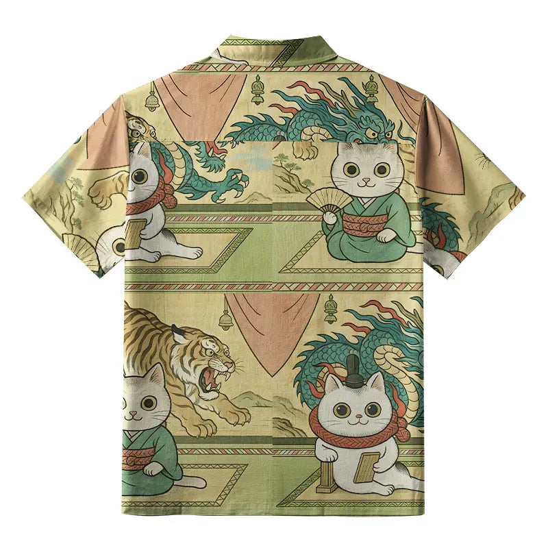 Kyoto Lion Cats Shirt for Beach Vacation