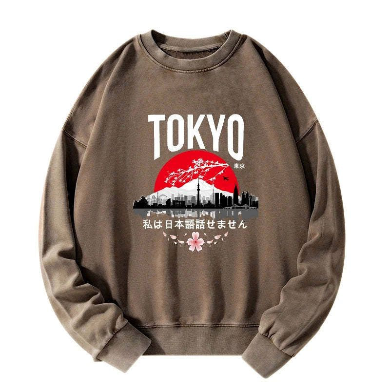 Japanese washed sweatshirt for streetwear