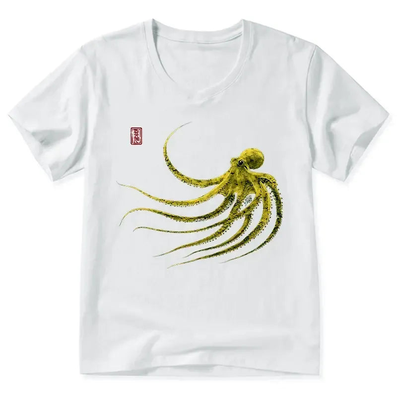 Vintage Japanese Octopus T-Shirt for Summer