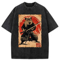 Kyoto-Lion Samurai Capybara Japan Washed T-Shirt