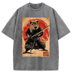 japanese samurai capybara washed t-shirt