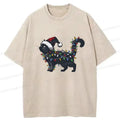 Japanese cat christmas lights washed tee