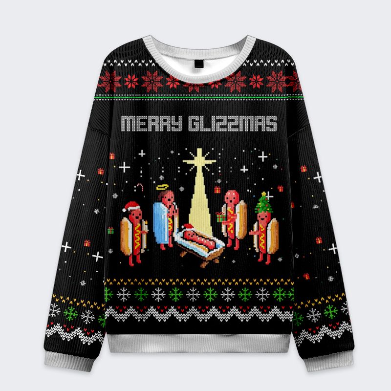 hot dog nativity scene ugly christmas sweatshirt