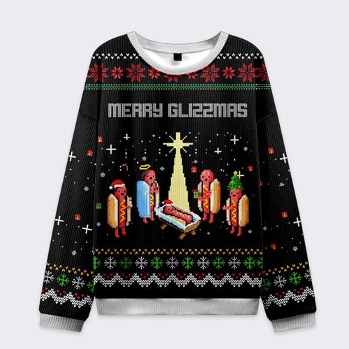 hot dog nativity scene ugly christmas sweatshirt