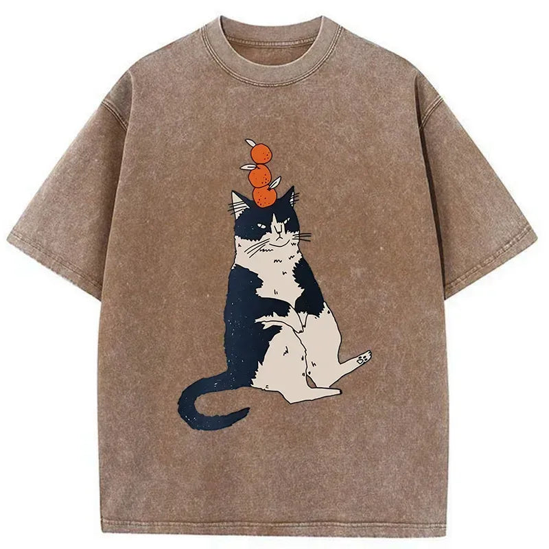 kyoto lion cat washed t-shirt unisex