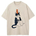 Kyoto-Lion Cat With Orange On Head Washed T-Shirt
