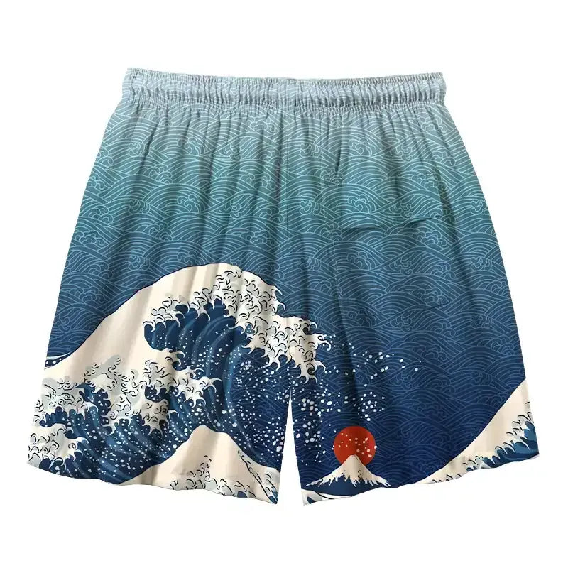 Japanese Great Wave Swim Trunks for Summer