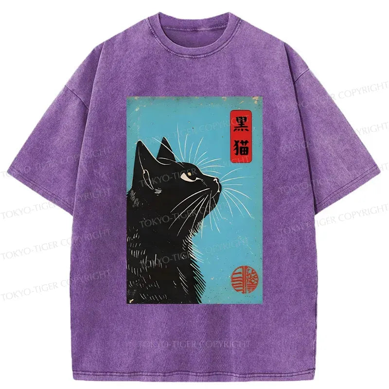 Japanese vintage cat t-shirt for men