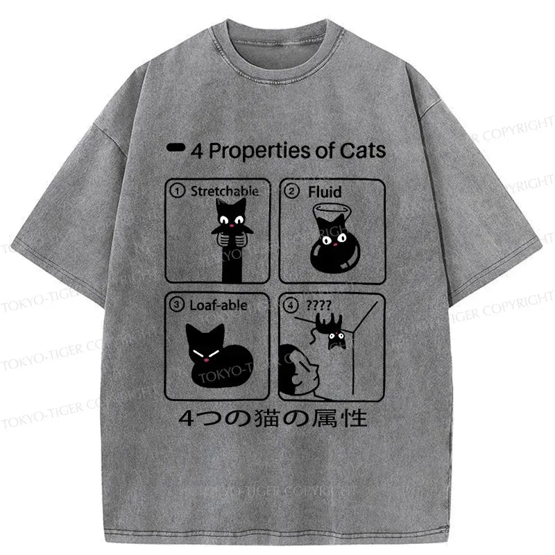 Kyoto-Lion 4 Attributes Of Cats Washed T-Shirt