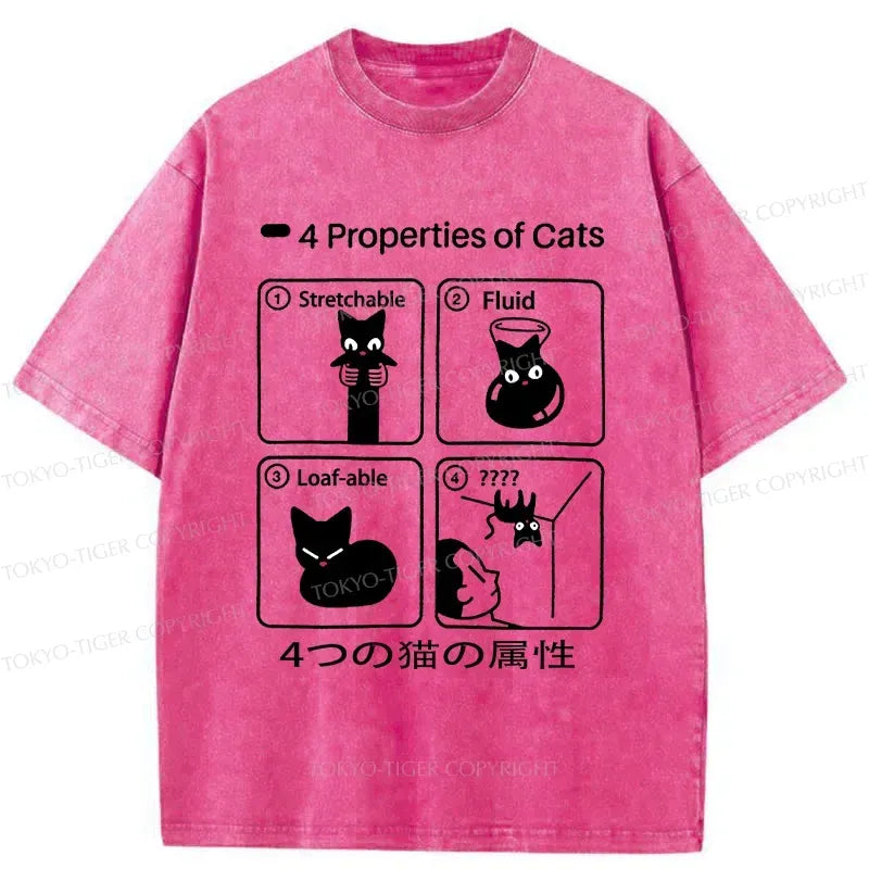 Kyoto-Lion 4 Attributes Of Cats Washed T-Shirt
