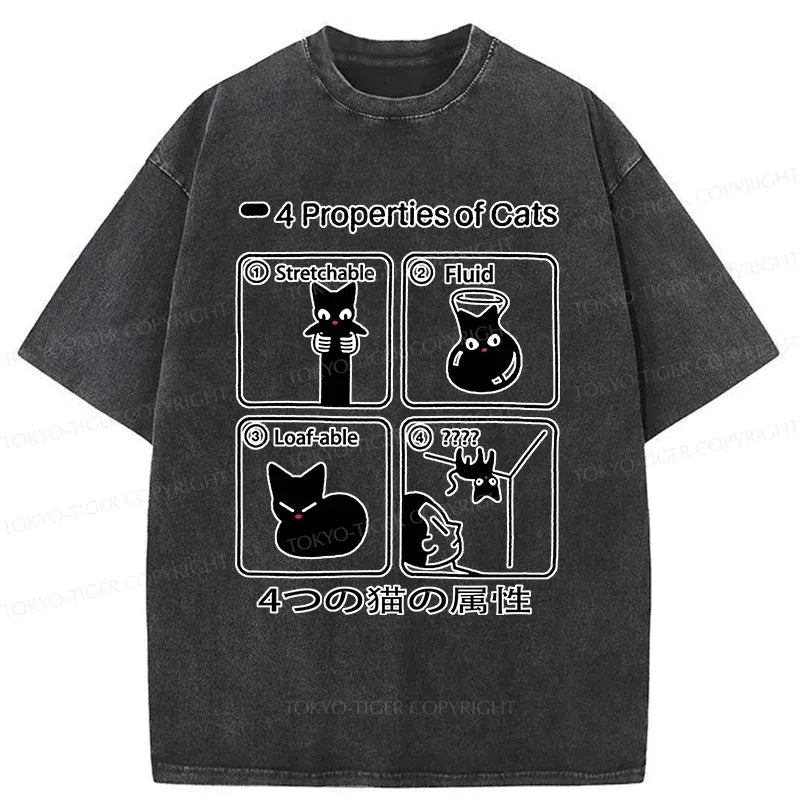 Kyoto-Lion 4 Attributes Of Cats Washed T-Shirt
